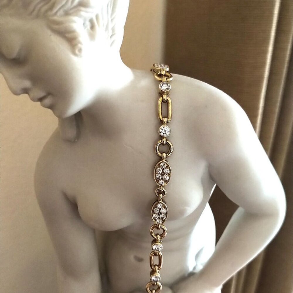 Tabbah Diamond 18K Gold Station Parisian Bracelet - Picture 11 of 13